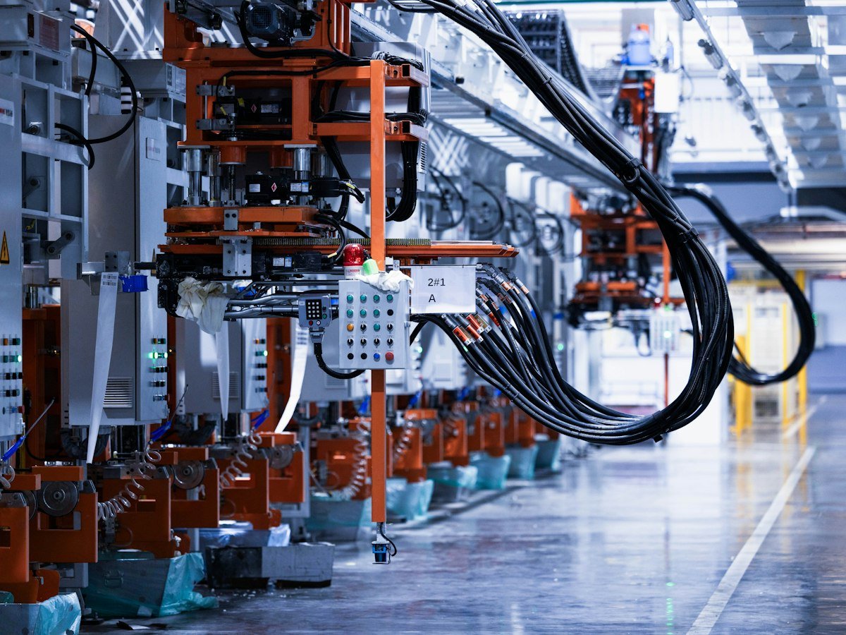 Industrial equipment line inside a factory